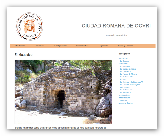 Captura de pantalla de la página de apoyo a los códigos QR y que es accesible desde internet en la dirección: http://www.ciudadromanadeocuri.es/